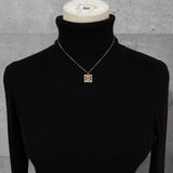 シャネル ココマーク スクエア ラインストーン ネックレス GP - NEWSED