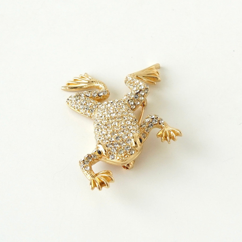 クリスチャン ディオール ヴィンテージ カエル モチーフ ラインストーン GP ゴールド ブローチ