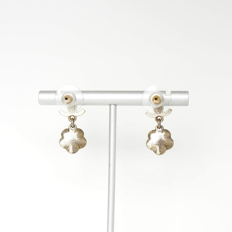 シャネル ココマーク カメリア ラインストーン ピアス GPゴールド