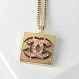 シャネル ココマーク スクエア ラインストーン ネックレス GP - NEWSED