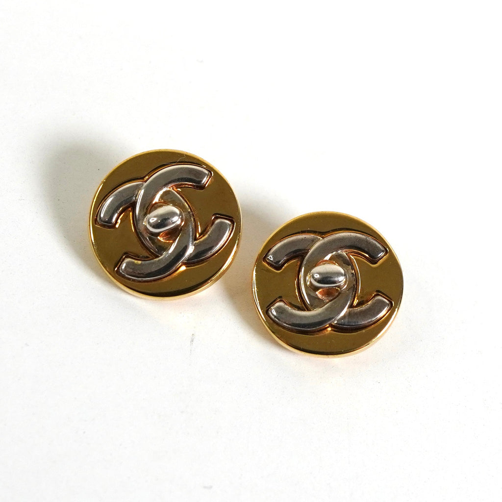 シャネル ココマーク ターンロック サークル イヤリング GP ゴールド