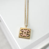 シャネル ココマーク スクエア ラインストーン ネックレス GP - NEWSED