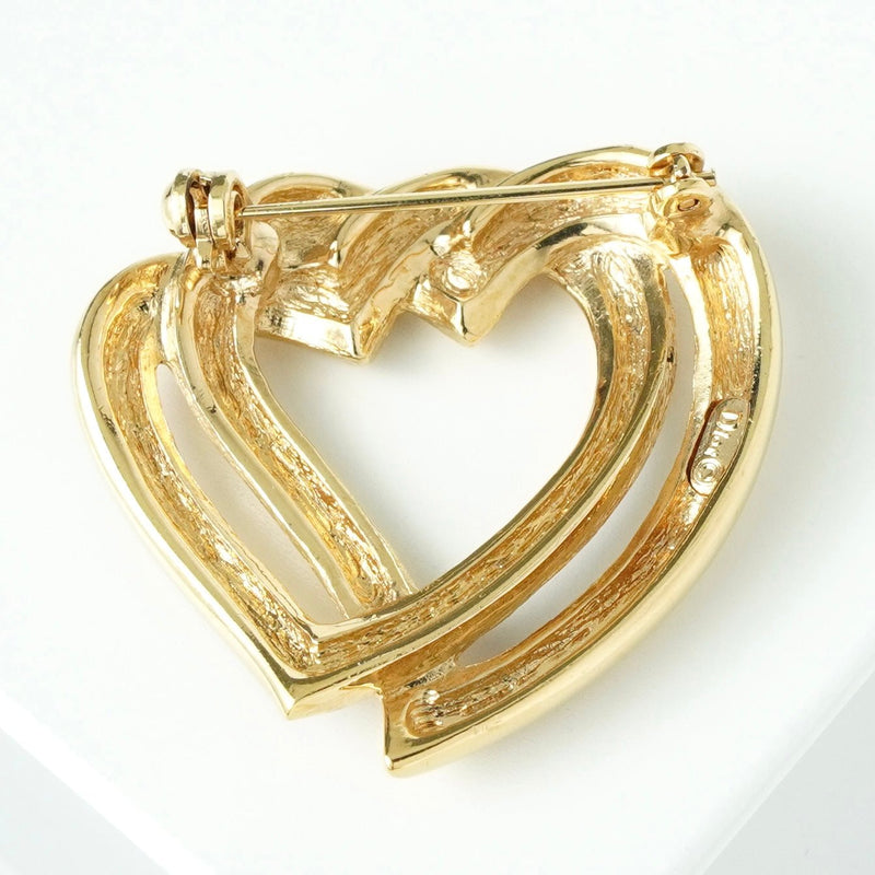 クリスチャン ディオール ハート ブローチ GP ゴールド / ブラック