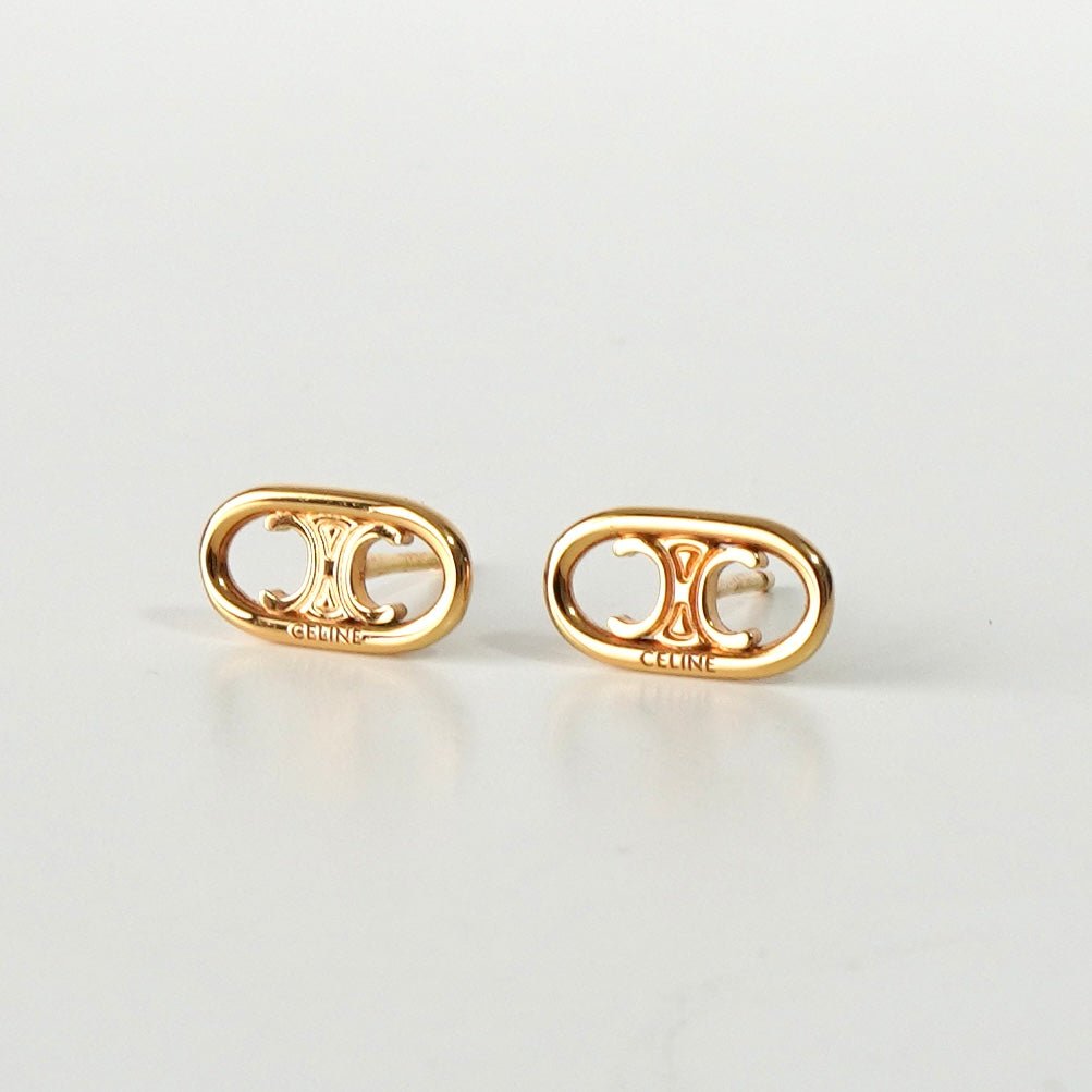 セリーヌ トリオンフ ブラゾン ロゴ ピアス GP ゴールド