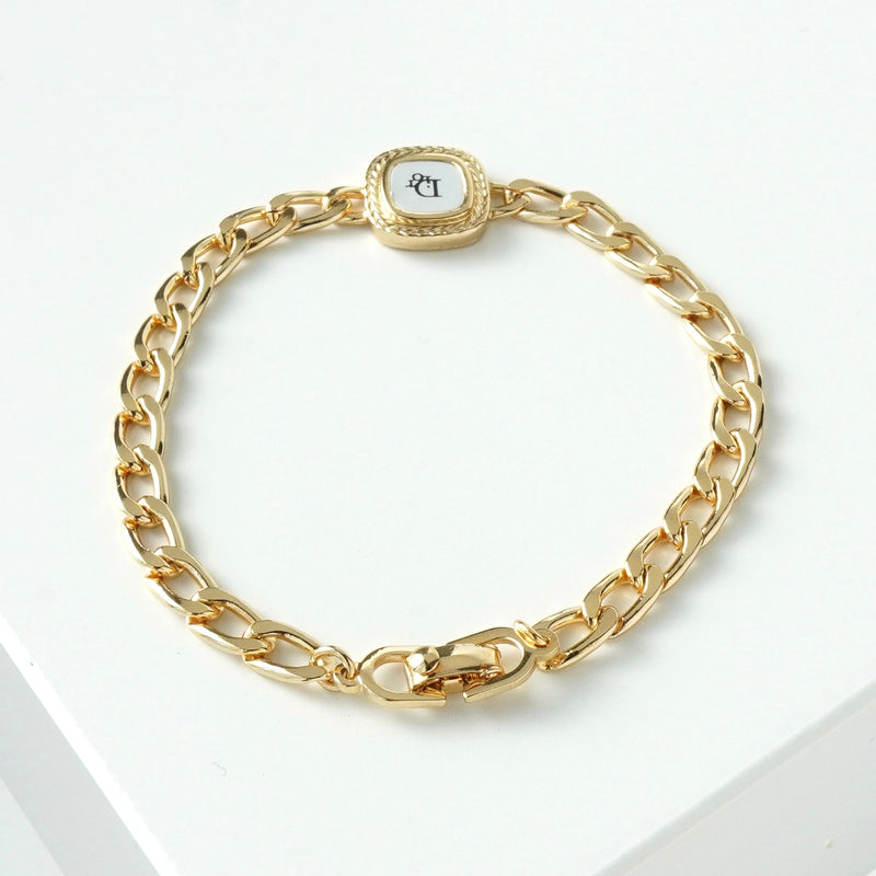 クリスチャン ディオール ヴィンテージ ロゴ スクエア チェーン ブレスレット GP - NEWSED