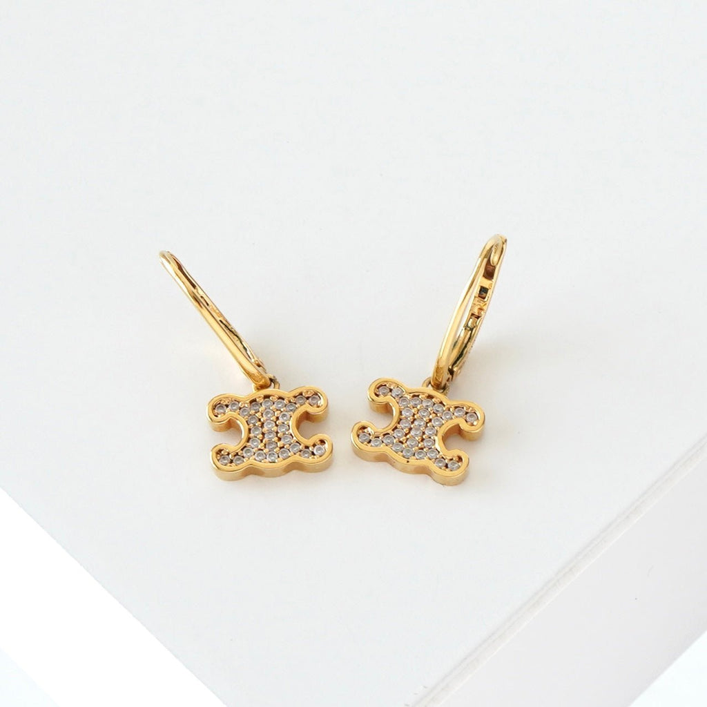 CELINE セリーヌ　トリオンフピアス　ラインストーンピアス　ゴールド CELINE☆トリオンフラインストーンピアス_パリ発 (CELINE/ピアス