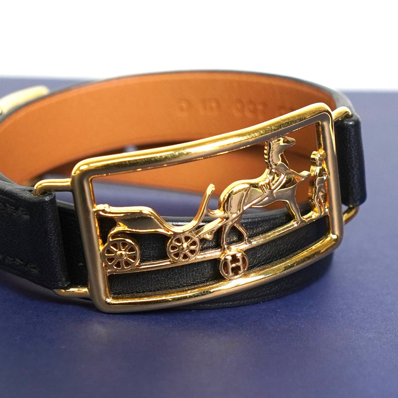 エルメス カレーシュ ドゥブルトゥール ブレスレット GP / ブラック - NEWSED