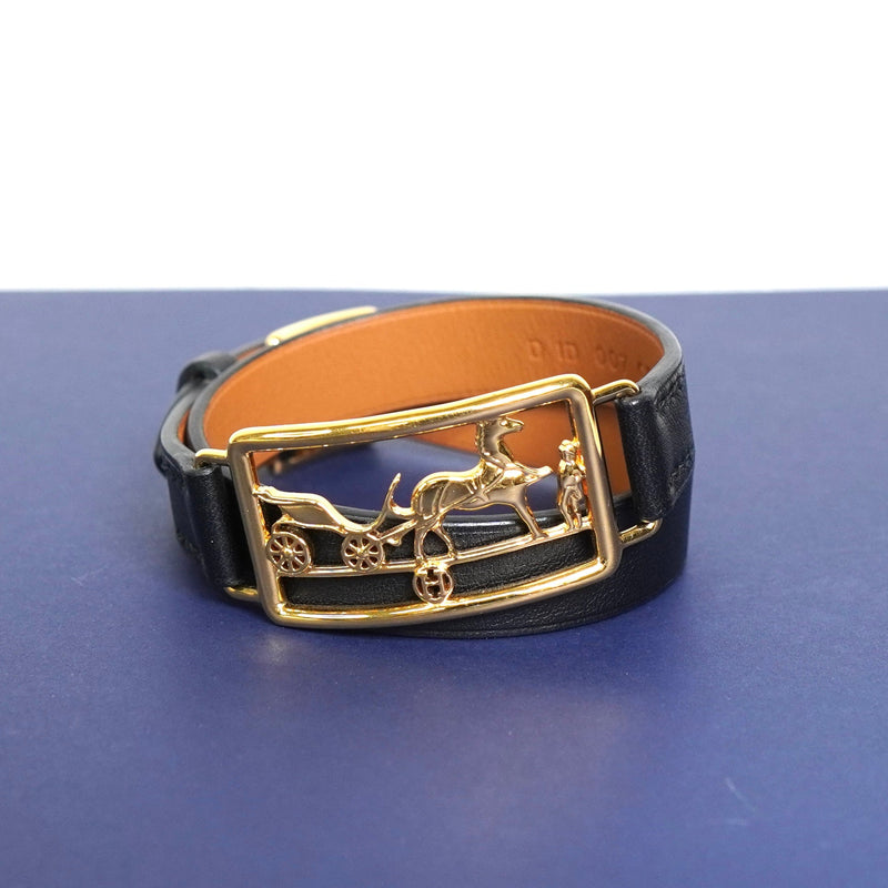 エルメス カレーシュ ドゥブルトゥール ブレスレット GP / ブラック - NEWSED