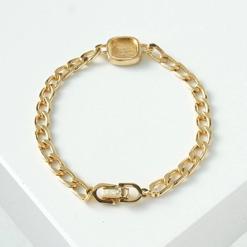 クリスチャン ディオール ヴィンテージ ロゴ スクエア チェーン ブレスレット GP - NEWSED