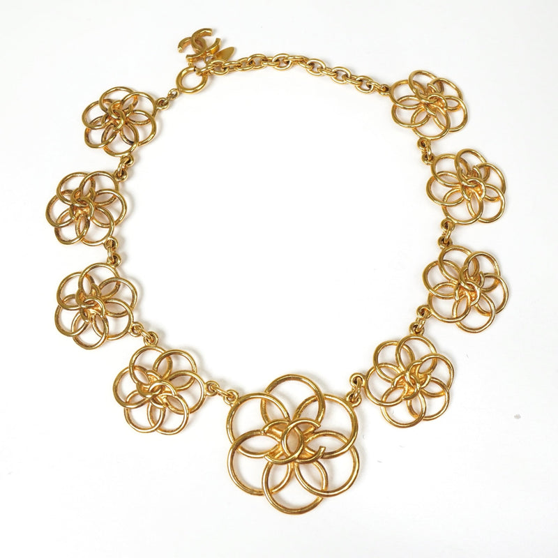 シャネル ココマーク フラワーモチーフ チョーカー ネックレス GP ゴールド - NEWSED