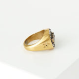 クリスチャン ディオール ロゴ ラインストーン リング GP / ブラック Mサイズ 11.5号 箱付き - NEWSED