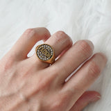 クリスチャン ディオール ロゴ ラインストーン リング GP / ブラック Mサイズ 11.5号 箱付き - NEWSED