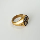 クリスチャン ディオール ロゴ ラインストーン リング GP / ブラック Mサイズ 11.5号 箱付き - NEWSED