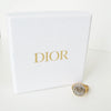 クリスチャン ディオール ロゴ ラインストーン リング GP / ブラック Mサイズ 11.5号 箱付き