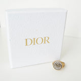 クリスチャン ディオール ロゴ ラインストーン リング GP / ブラック Mサイズ 11.5号 箱付き - NEWSED