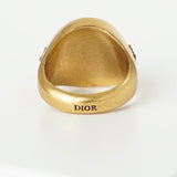 クリスチャン ディオール ロゴ ラインストーン リング GP / ブラック Mサイズ 11.5号 箱付き - NEWSED