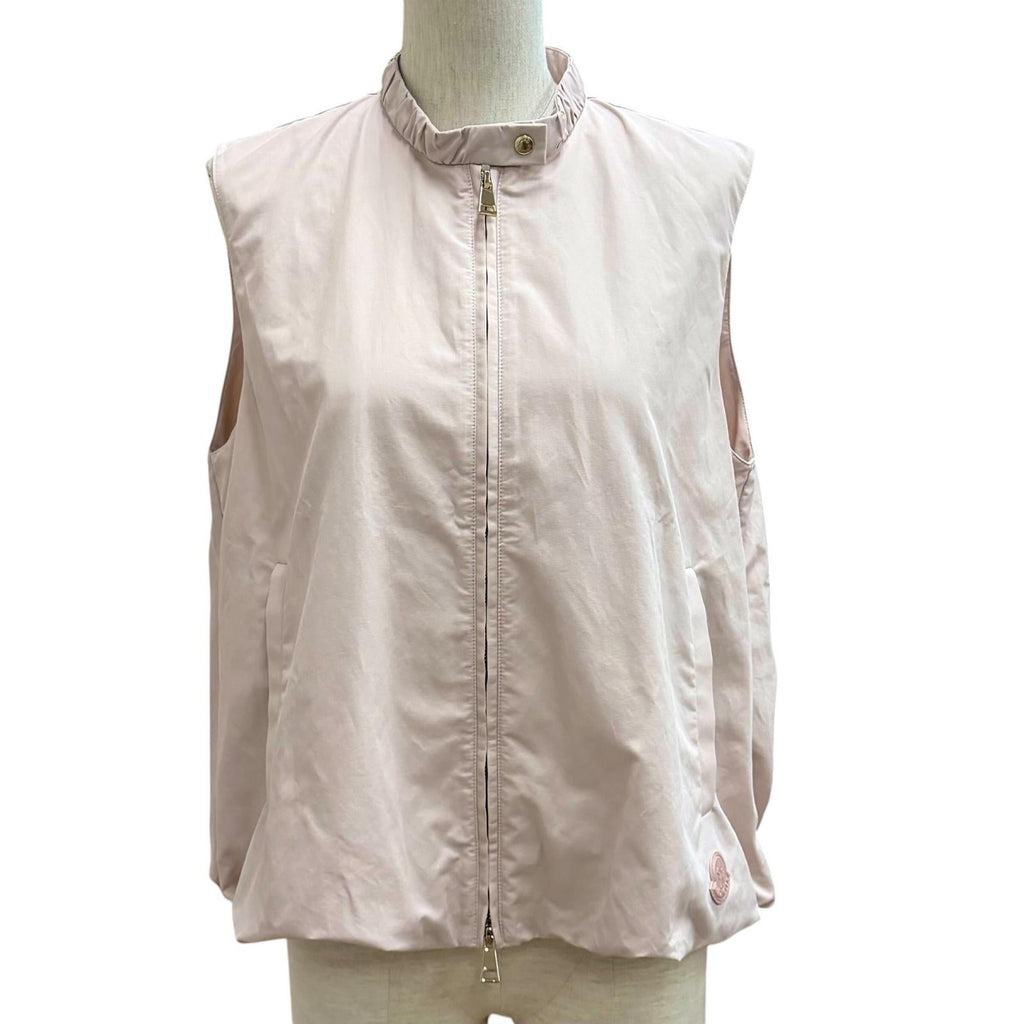 モンクレール GRUI レザーロゴパッチ付 ZIP UP ベスト ピンク 1 レディース
