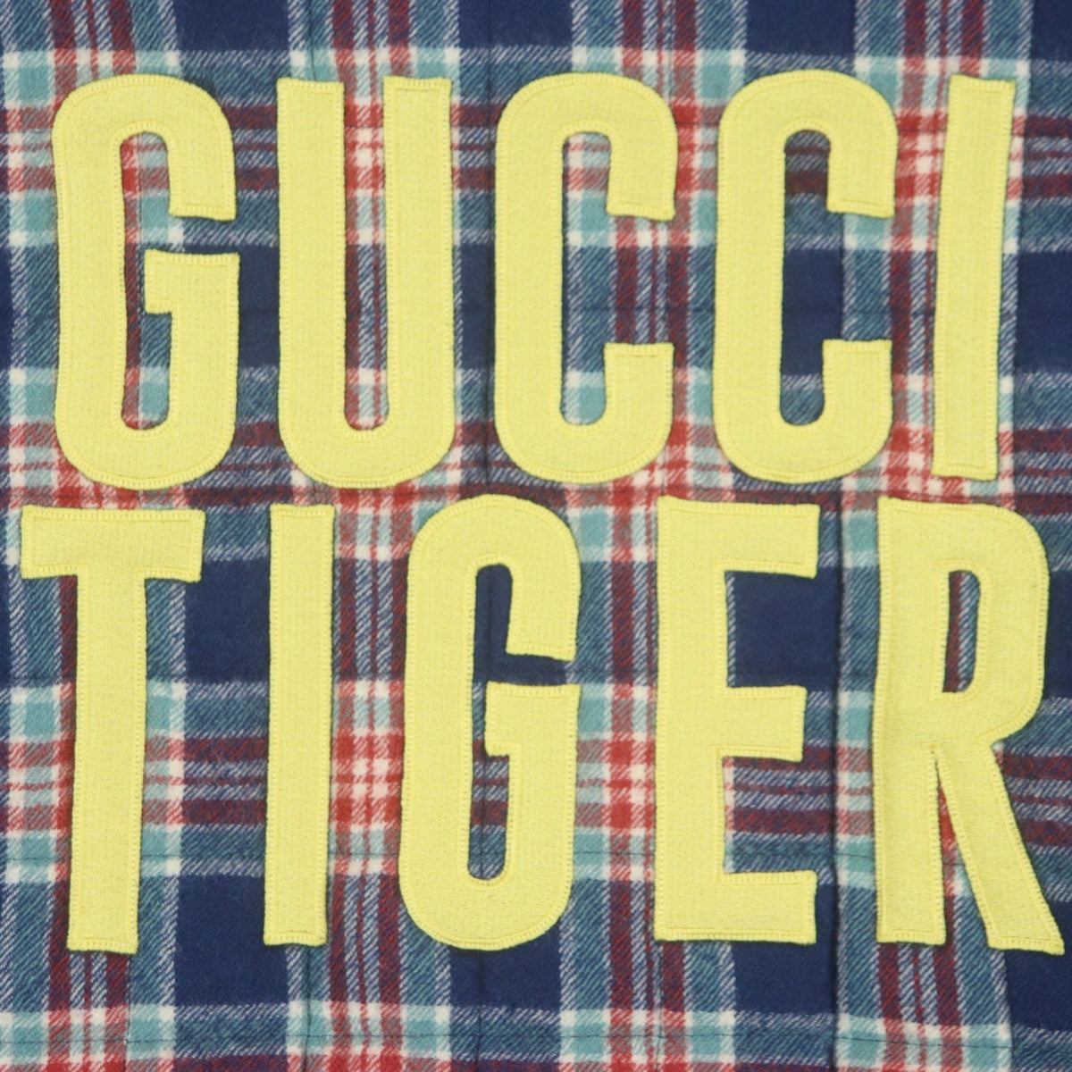 グッチ GUCCI TIGER キルティングチェック柄 バックロゴワッペン ジャケット ネイビー 46 メンズ - NEWSED