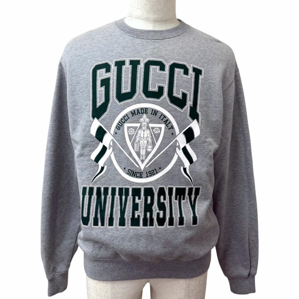 グッチ GUCCI UNIVERSITY オーバーサイズ クルーネック スウェット ライトグレー XS メンズ