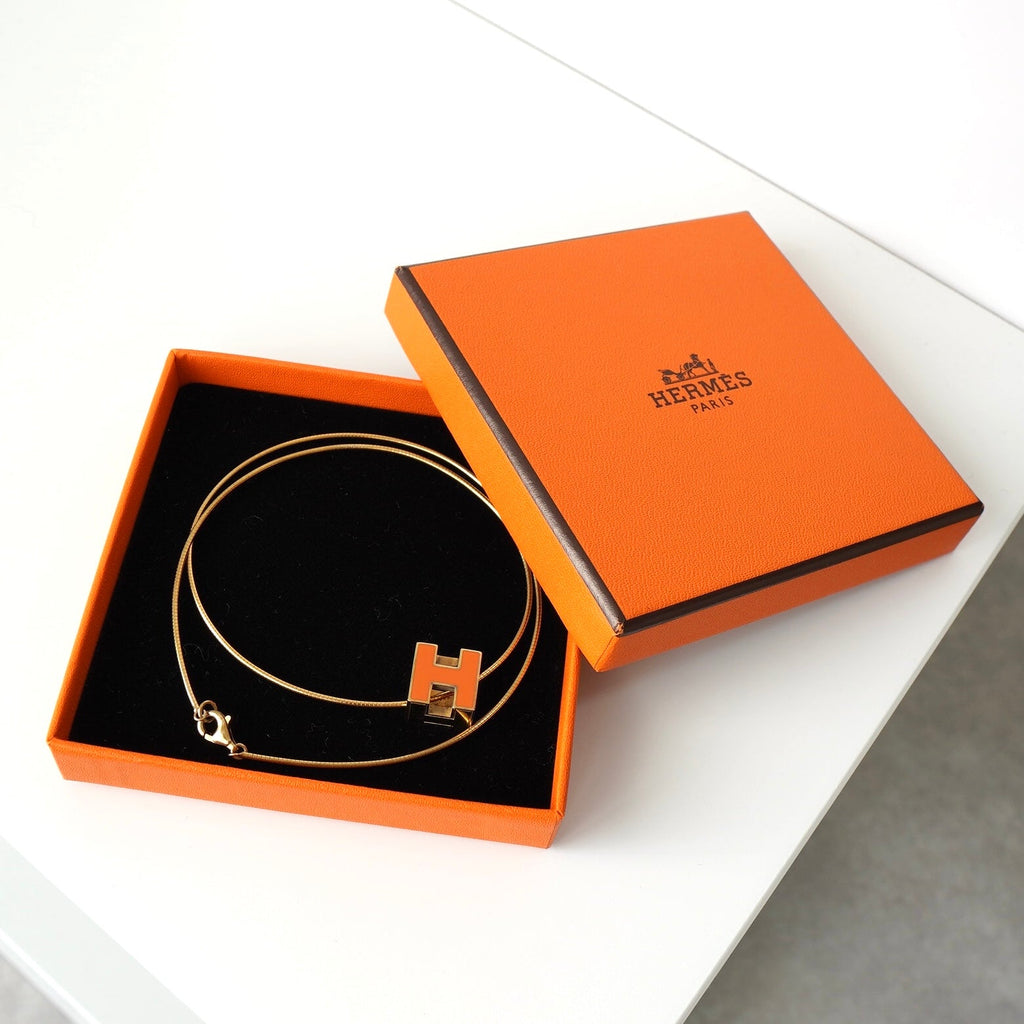 エルメスHキューブネックレスオレンジ