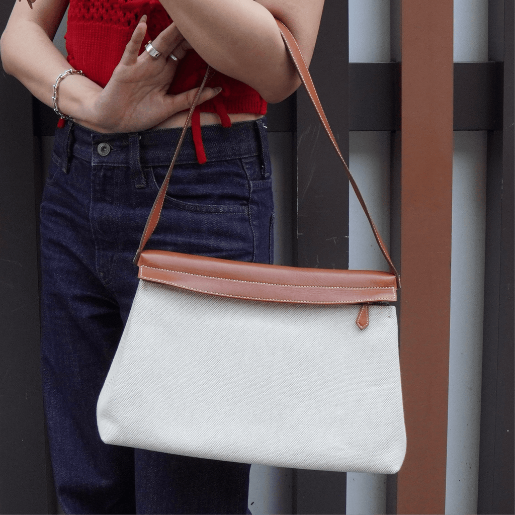 Hermès Yo Bag Toile H / Leather Handbag One-Shoulder Bag Brown H Engraved