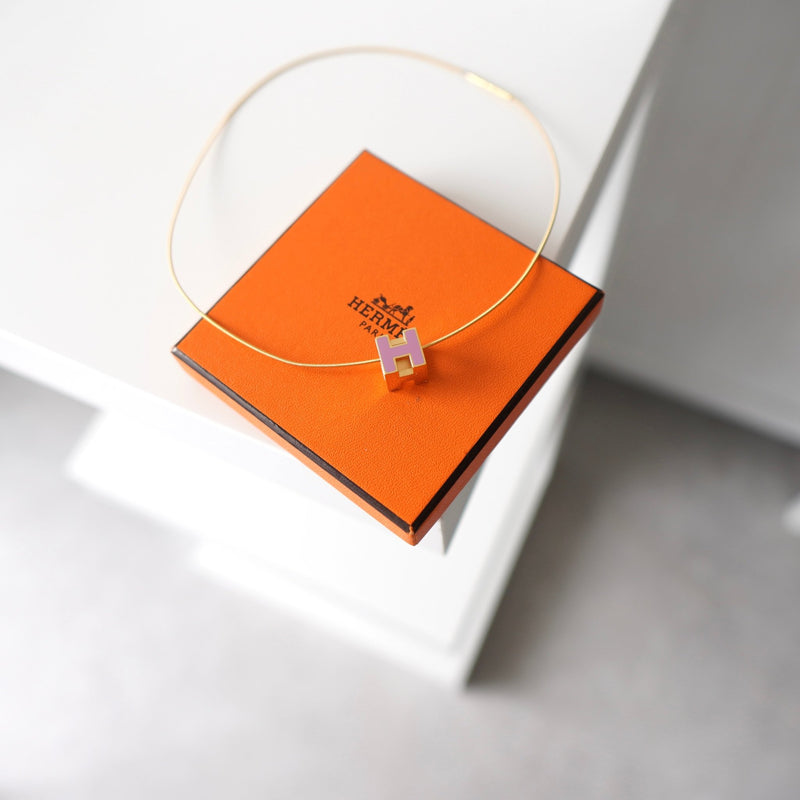 H Cube Pink × Gold Necklace - NEWSED