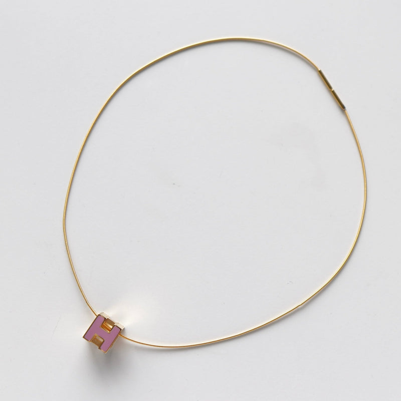 H Cube Pink × Gold Necklace - NEWSED