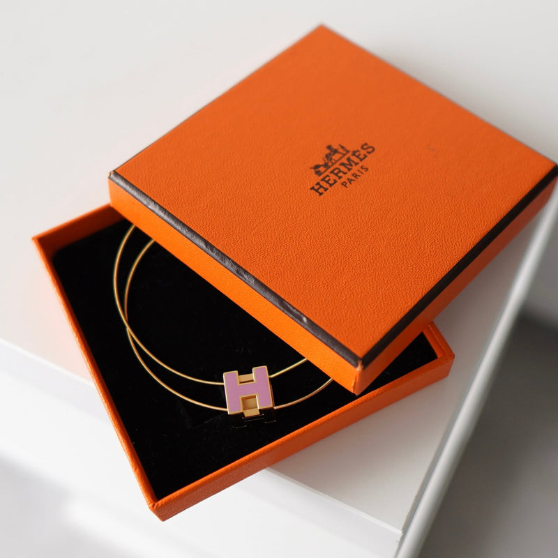 H Cube Pink × Gold Necklace - NEWSED