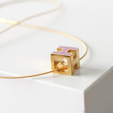 H Cube Pink × Gold Necklace - NEWSED