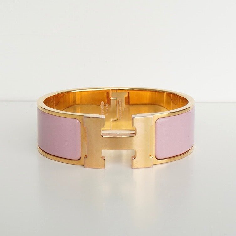 Hermes Click-Clack H GM Bangle Gold/Pink