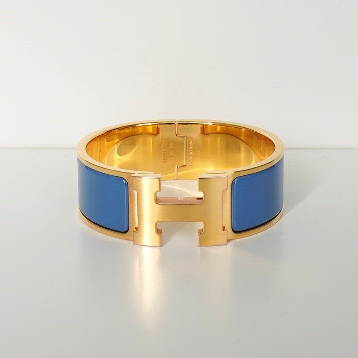 エルメス クリッククラックH PM バングル ゴールド/ブルー