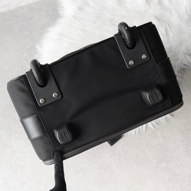 プラダ テスート ポコノ ナイロン / サフィアーノレザー トライアングルロゴ / キャリーバッグ ブラック