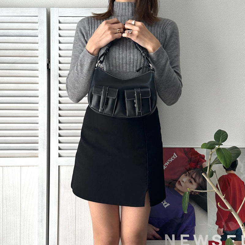 Half Moon Leather One Shoulder Bag - NEWSED