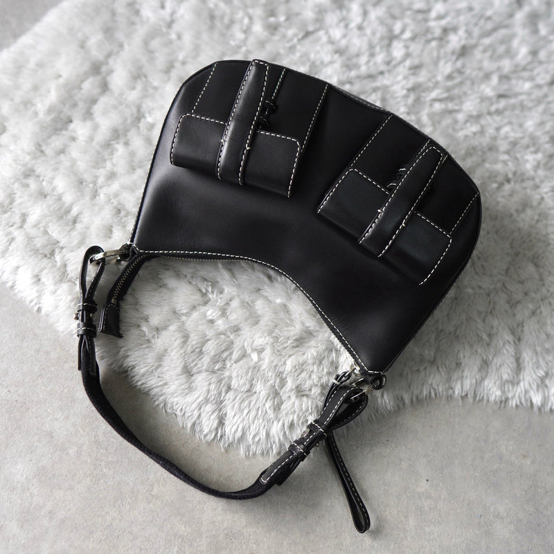 Half Moon Leather One Shoulder Bag - NEWSED