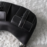 Half Moon Leather One Shoulder Bag - NEWSED