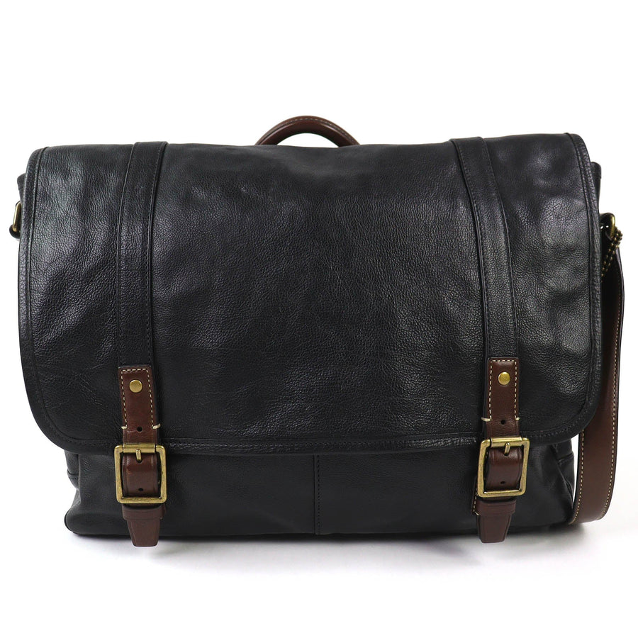 コーチ HARRISON LEATHER MEDIUM MESSENGER ハリソンレザーミディアムメッセンジャー ショルダーバッグ ブラック メンズ - NEWSED