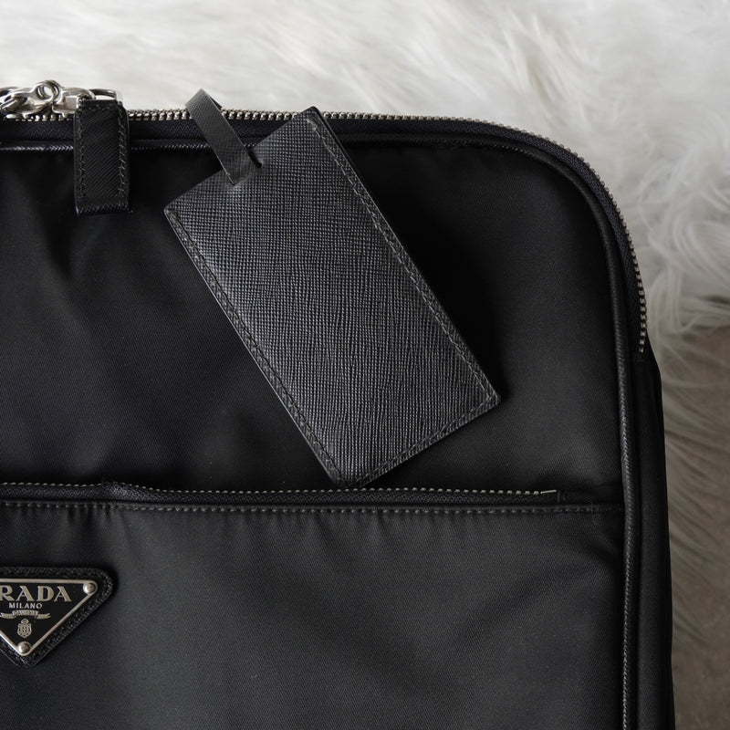 プラダ テスート ポコノ ナイロン / サフィアーノレザー トライアングルロゴ / キャリーバッグ ブラック