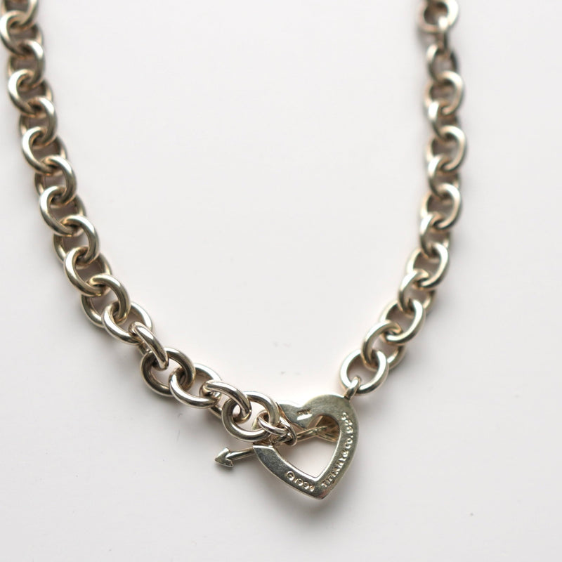 Heart × Arrow Silver Anchor Necklace - NEWSED
