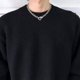 Heart × Arrow Silver Anchor Necklace - NEWSED