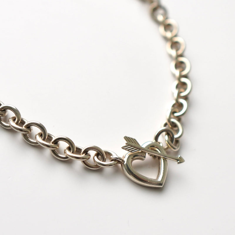 Heart × Arrow Silver Anchor Necklace - NEWSED
