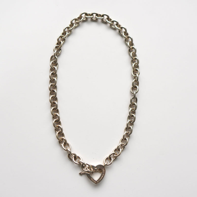 Heart × Arrow Silver Anchor Necklace - NEWSED