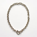 Heart × Arrow Silver Anchor Necklace - NEWSED