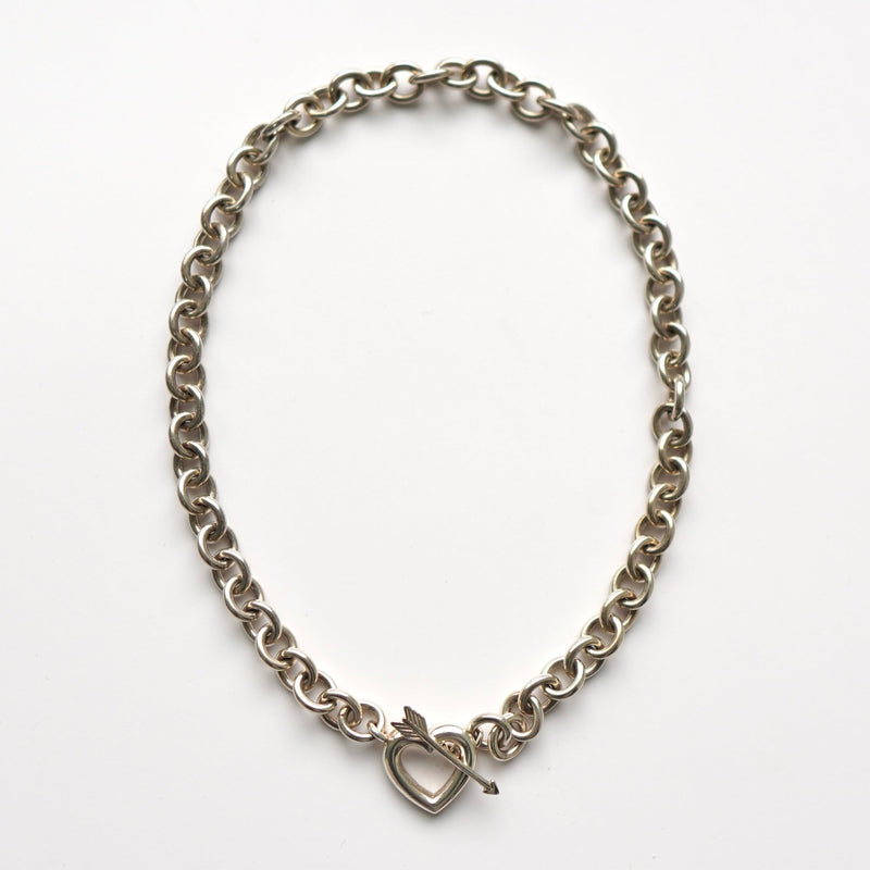 Heart × Arrow Silver Anchor Necklace - NEWSED
