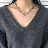 Heart × Arrow Silver Anchor Necklace - NEWSED