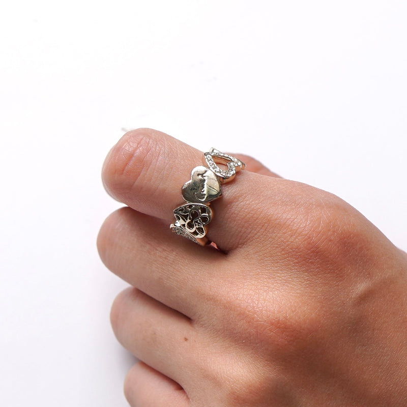 Heart Motif Champagne Gold Ring - NEWSED