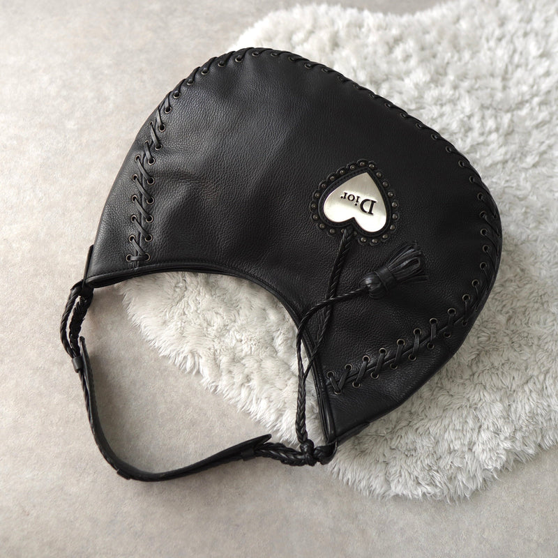 Heart Motif Logo Strap Leather One Shoulder Bag - NEWSED