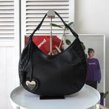 Heart Motif Logo Strap Leather One Shoulder Bag - NEWSED