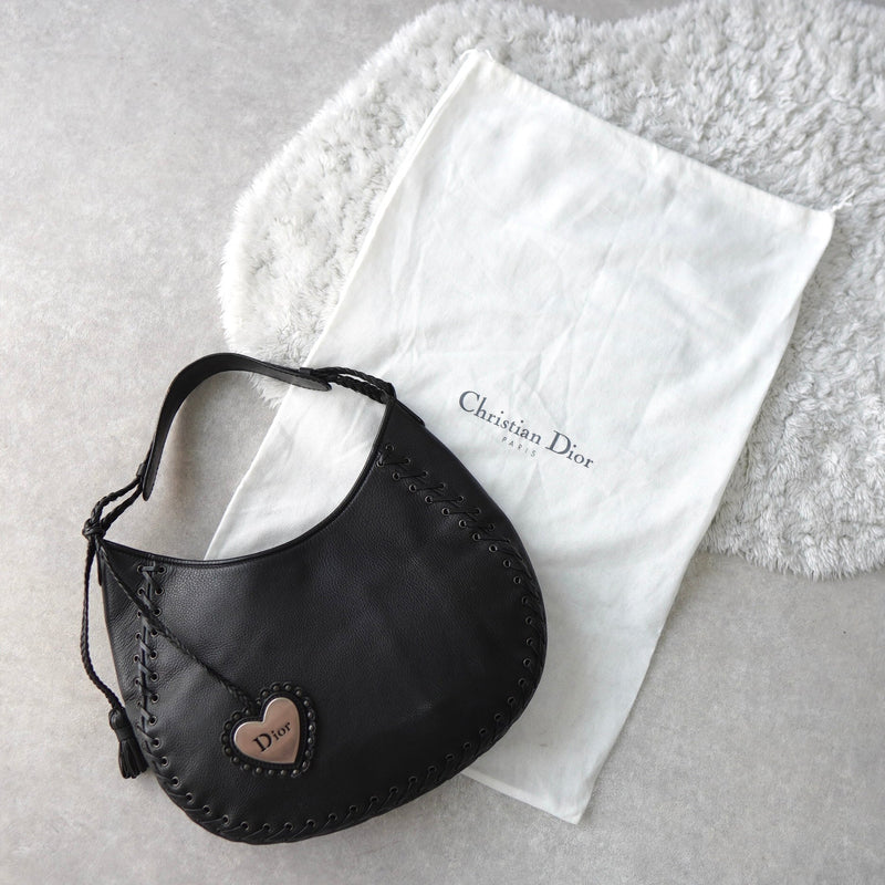 Heart Motif Logo Strap Leather One Shoulder Bag - NEWSED