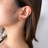Heart Motif Rhinestone Gold Earring