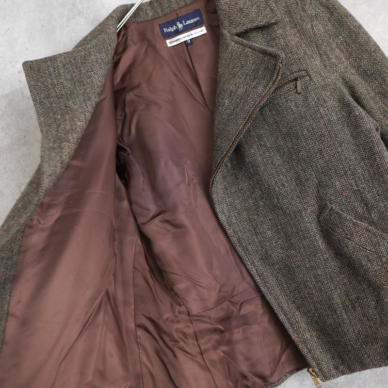 Herringbone Wool Rider's Jacket - NEWSED